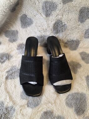 Black Knit Slide Mule Heels